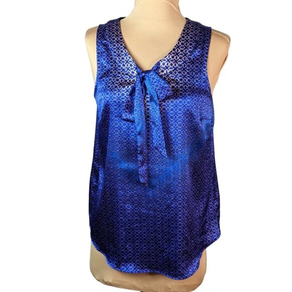 THE LIMITED Patterned Ombre' Sleeveless V-Neck Blouse Blue and Gold Size Medium - Picture 11 of 11